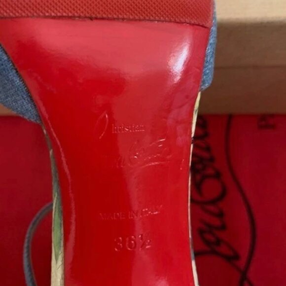 Christian Louboutin Women Senora 4" Denim Hawaii Peep Toe Pumps Sz 36.5 Blue NIB - Picture 14 of 15